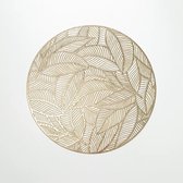 Placemats Leaves - Ronde placemats - Goud - 4-STUKS - Tafeldecoratie - Onderlegger - Luxe placemats - Hittebestendig - Anti-slip