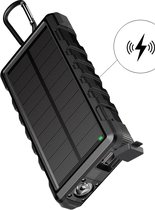 24.000 mAh Waterdichte Outdoor Solar Powerbank (wireless) - USB + USB-C - Zwart