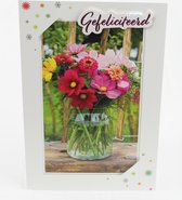 Verjaardag wenskaarten 3D bloem 6 stuks - Felicitatie kaarten - Gefeliciteerd kaarten