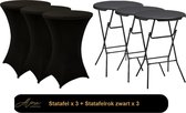 3x table debout noire + jupe de table noire x 3 - 80 cm de diamètre x 110 cm de haut - Table basse - Table haute - Wide Top - Y compris la couverture de table noire - Jupe de table Stretch R