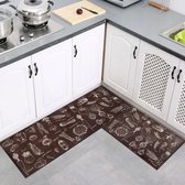 Set van 2 keukenmats, stijl groentenloper, pvc-keukentapijt, antislip, oliebestendig tapijt voor thuis, keuken, kantoor (45 x 75 cm + 45 x 120 cm)