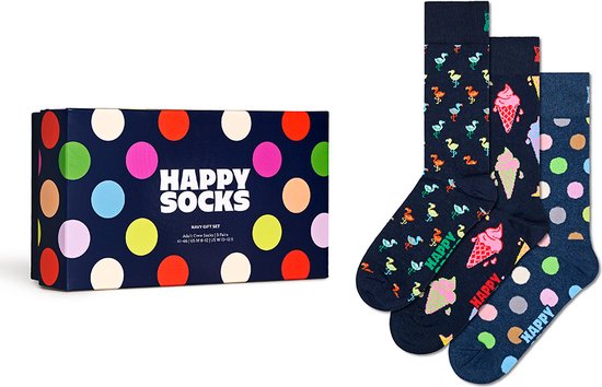 Happy Socks giftbox 3P sokken navy blauw - 41-46