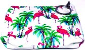 Toilettasje mini met flamingo-print klein lengte 13 cm breedte 10 cm - Moederdag cadeau