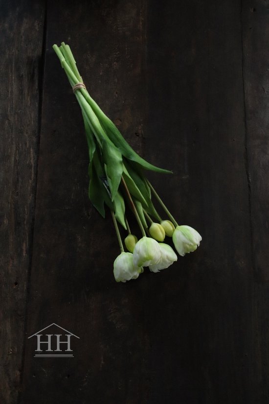 Real touch selly kunst pioen tulpen - dubbele tulpen - 7 stelen - nep tulpen - nep bloemen - pioentulpen