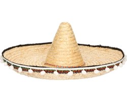 Mexicaanse sombrero hoed - 60 cm - stro - volwassenen - verkleed hoeden - Carnaval verkleedhoeden