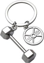 Fitness Sleutelhanger Man met Halter en Yoga Massage Rol, Tas Bedels