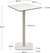 Kave Home - Hoge witte Dina-buitentafel met wit gelakte metalen poot 60 x 60 x 96 cm