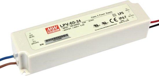 ALIMENTATION À DÉCOUPAGE Mean Well - 1 SORTIE - 60 W - 24 V