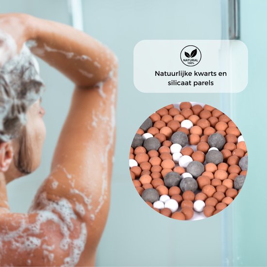 Pure shower - waterbesparende ionische douchekop met filter – Mineraal parels – Hoge druk handdouche – 3 Straalstanden – Douche met Uitknop – regendouche – massagedouche - Pure Shower