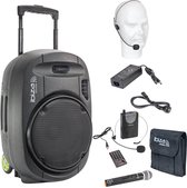 Ibiza PORT15VHF-MKII 800 Watt mobiel geluidssysteem 15 inch - VHF - Met USB-MP3, VOX, Bluetooth en 2 draadloze VHF microfoons