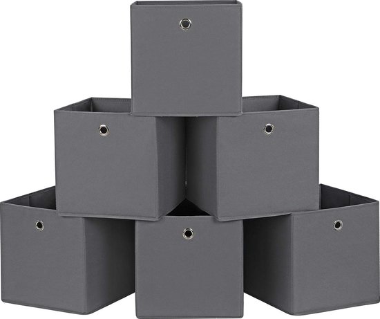 6-delige set opbergdozen - opvouwbaar - niet-geweven stof - met handvat - 33x33x33 cm