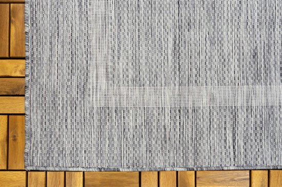 Flycarpets Capri Buitentapijt - Buitenkleed - Vloerkleed Voor Binnen & Buiten - Weer en UV bestendig - Perfect voor Balkon, Terras en Serre - Grijs - 160x230 cm
