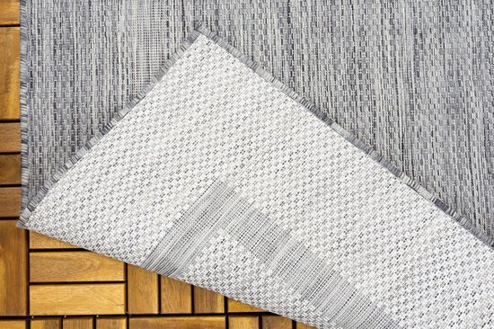 Flycarpets Capri Buitentapijt - Buitenkleed - Vloerkleed Voor Binnen & Buiten - Weer en UV bestendig - Perfect voor Balkon, Terras en Serre - Grijs - 160x230 cm