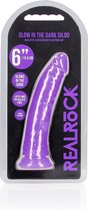 REALROCK - 6 inch - dildo - zuignap - ribbels - glow in the dark - paars