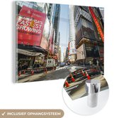 MuchoWow® Glasschilderij 60x40 cm - Schilderij acrylglas - New York - Broadway - Times Square - Foto op glas - Schilderijen