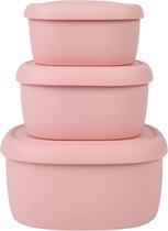 Set van 3 harde siliconen voedselcontainers met harde schaal, BPA-vrij, luchtdicht, vaatwasser- en vriesbestendig (6,7 oz, 10 oz, 20 oz) - roze