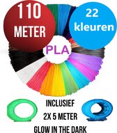 YEMCreative® PLA Filament 3D pen - PLA Navulling - 110 Meter - 22 Kleuren - Glow in the dark - 1,75mm - Navulling - Hervulling