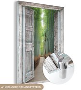 MuchoWow® Glasschilderij 30x40 cm - Schilderij acrylglas - Bamboe - Japan - Doorkijk - Bos - Foto op glas - Schilderijen