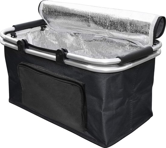Panier de courses Thermo pliable, stable avec poignée rabattable MY THERMO BASKET TO GO panier avec couvercle 30l, isolé en tissu, robuste, verrouillable, lavable, panier de transport pliable pour la maison et le jardin
