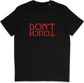 T Shirt Heren Dames - Grappige Tekst: Don't Touch - Zwart - XS