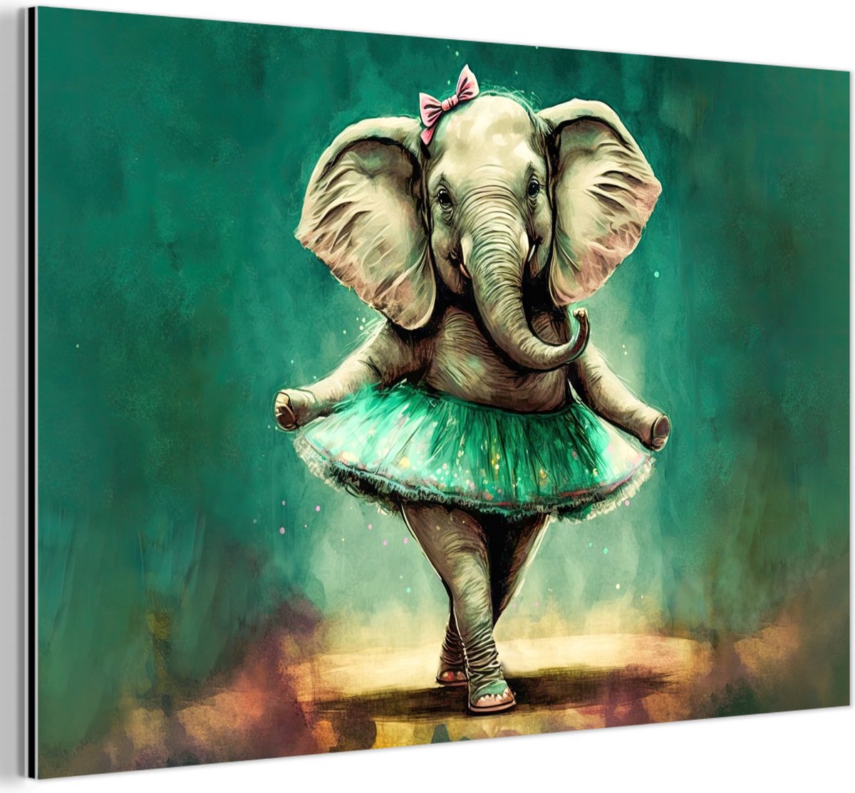 Wanddecoratie Metaal - Aluminium Schilderij Industrieel - Olifant - Ballerina - Verf - Str
