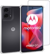 Convient pour Motorola Moto G24 - Coque + Protecteur d'écran - Coque en Glas Trempé + Coque Antichoc - Transparent