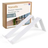 Marcellis - Industriële plankdrager - Voor plank 25cm - mat wit - staal - incl. bevestigingsmateriaal + schroefbit - type 3