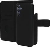 Mobiparts hoesje geschikt voor Samsung Galaxy A15 - Wallet 2-in-1 Boekhoesje - MagSafe - Echt Leder - Uitneembare Case - Sterke Magneet Sluiting - Contactloos betalen - Zwart
