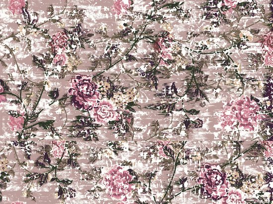 Vloerkleed vinyl | Pink Lady, Vintage bloemen oud roze | 90x120 cm | Onze materialen zijn PVC vrij en hygienisch