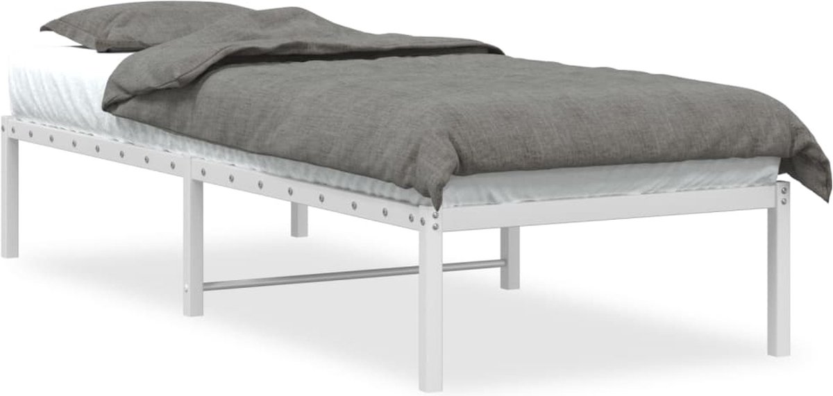 vidaXL - Bedframe - metaal - wit - 80x200 - cm