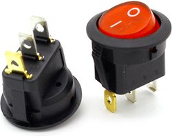 Tuimelschakelaar rond aan - uit Rood verlicht 16mm 250V - wipschakelaar