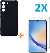 Coque en silicone anti-choc noire avec 2 films de protection d'écran en verre trempé Convient pour : Samsung Galaxy A34