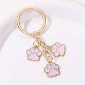 MyDogGifts - Hondenpoot / Kattenpoot sleutelhanger - Roze met Goud