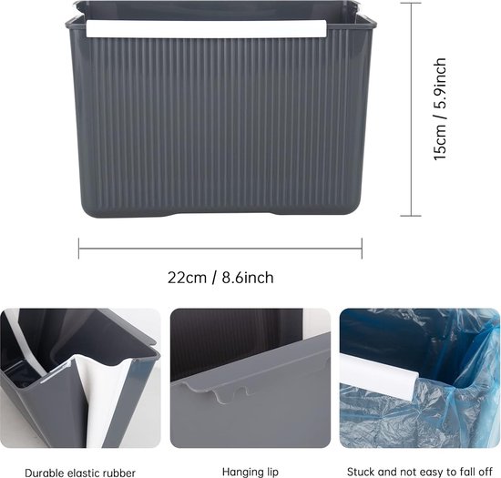 Dreamsolearoy Poubelle De Cuisine Suspendue, Poubelle De Porte Pliable En Plastique 10L Avec Couvercle, Poubelle Murale Pour Cuisine, Camping, Camping Car, Salle De Bain, Chambre, Extérieur