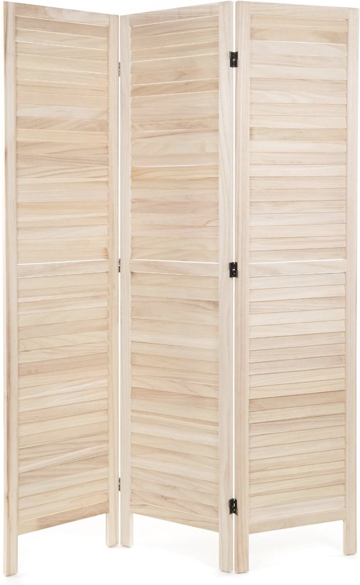Mara Luxe Kamerscherm - 3 Panelen - Scheidingswand - Paravent - Kant en klaar - Hout - Lichtbruin - 170 x 120 cm