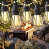 EverNeeds Lichtsnoer Buiten met Verlichte Kabel - Lichtslinger 15 LED - 15 Meter - Sfeerverlichting Buiten en Binnen - Tuinverlichting - Lampjes Slinger - 2 Extra Leds