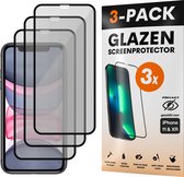 Privacy Screenprotector - Geschikt voor iPhone 11 / XR - Gehard Glas - Full Cover Tempered Privacy Glass - Case Friendly - 3 Pack