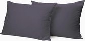 lot de 2 taies d'oreiller chaudes et douces de couleur anthracite (gris foncé) FLANELLE pour oreiller 60x70 cm (sur le lit)