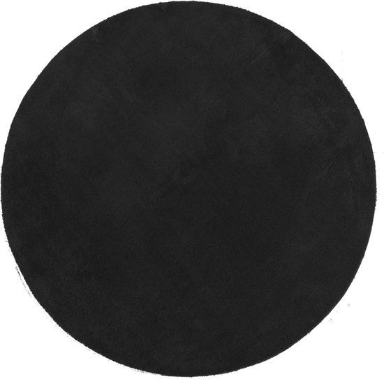 vidaXL-Vloerkleed-HUARTE-laagpolig-zacht-wasbaar-Ø-120-cm-zwart