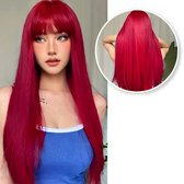 SassyGoods® Rode Pruik - Sassy Goods Pruiken Dames Lang Haar - Wig - Rood - 70 cm