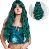 Sassy Goods® Groene Pruik - Pruiken Dames Lang Haar - Wig - 70 cm