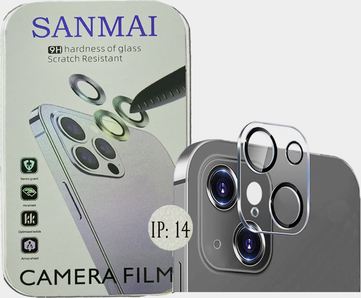 Sanmai Camera lens voor iPhone 14 Lens Screen protector - 9H Tempered Glass camera screenprotector beschermglas 2 Stuks