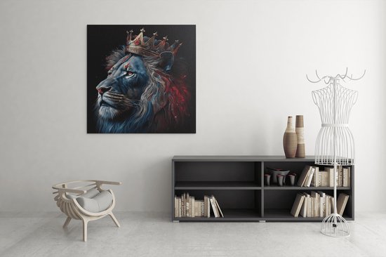 Canvas Schilderij - Dieren - Leeuw - Leeuwenkoning - 100x100x2 cm