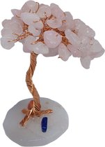 Valentijn liefde Geluksboom Rozenkwarts op rond voetje - Geluk boom - edelsteen boom
