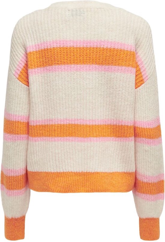 Only Onlethel Ls V-Neck Cardigan Birch Stripe Apricot BEIGE L