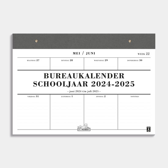 Hobbit - Bureaukalender - 2024-2025 - 1 week op 1 pagina - A4 (21 x 29,7 cm) - Grijs
