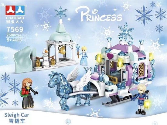 Foto: Frozen sneeuwwagen ijs slee magie sprookje elsa anna compatibel met lego educatief cadeau pegasus winter speelgoed bouwstenen