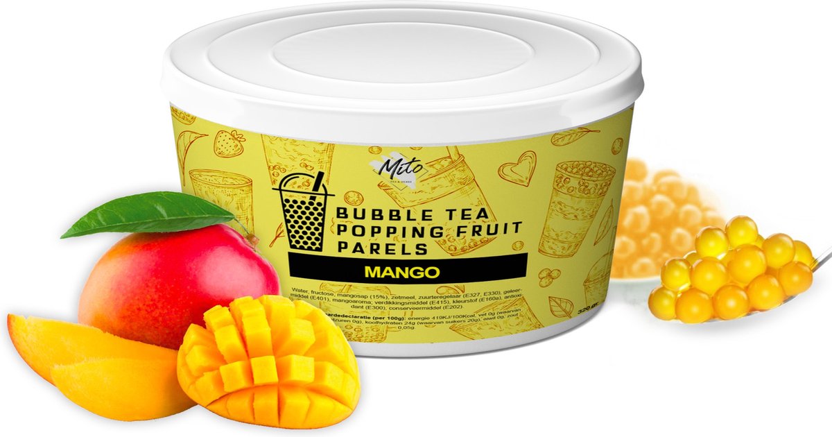 Mito Tea Popping Fruitparels - Boba Bubble tea parels - Mango - Inclusief...