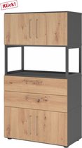 FlexWall | 4 OH | 2x deuren + laden + frame | met verstelbare poten - Grafiet/Essen-Eik