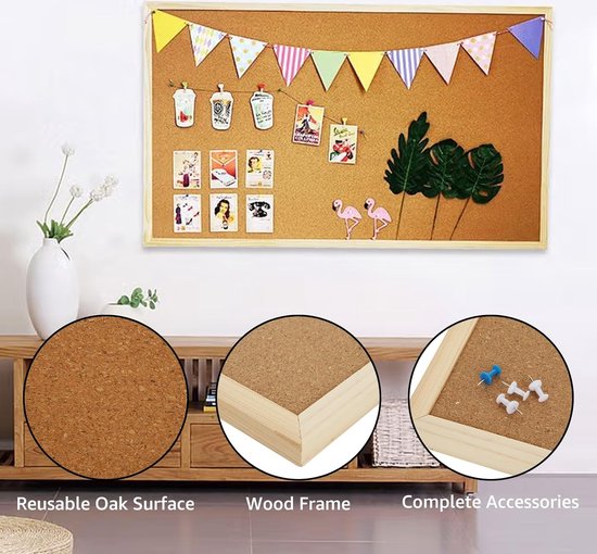 3 40 X 30 X 1 4 Cm Prikbord Met Houten Frame Prikbord Van Kurk 3-40-x-30-x-1-4-cm-prikbord-met-houten-frame-prikbord-van-kurk
